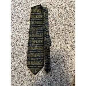 EMPORIO ARMANI New  100% SILK NECK TIE Navy Gold 55" Length Classic